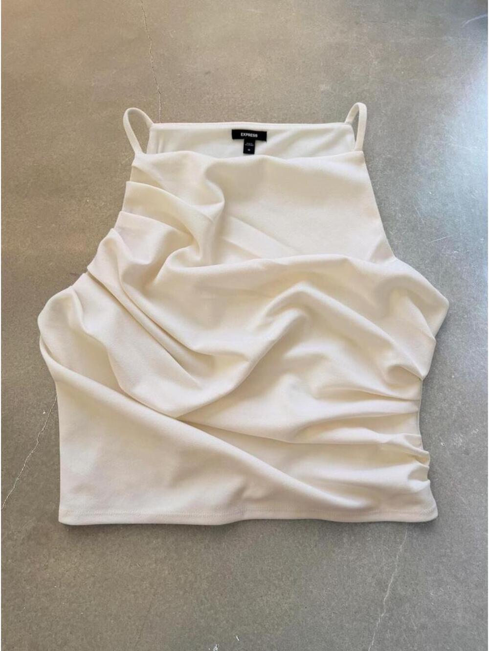 Express Ivory Satin Tank Top — Y2K Minimalist